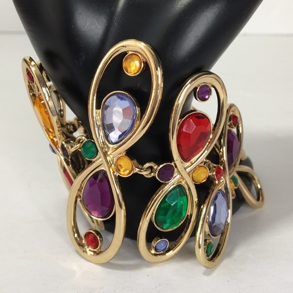 Gold Bracelet and earrings Set with multi colors - Picture 11 of 15